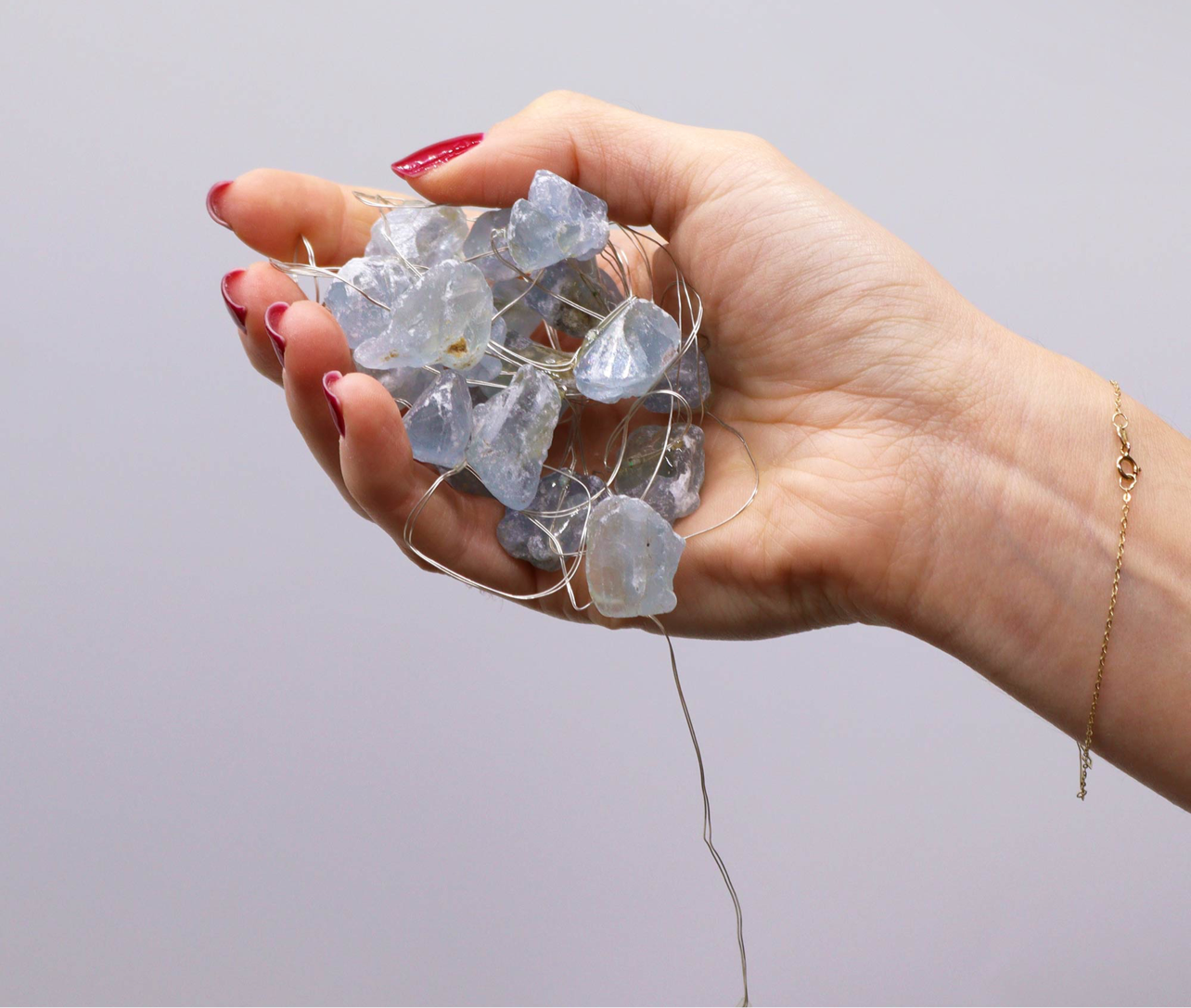 Luces Encantadas con Piedras Preciosas - Celestita (USB)