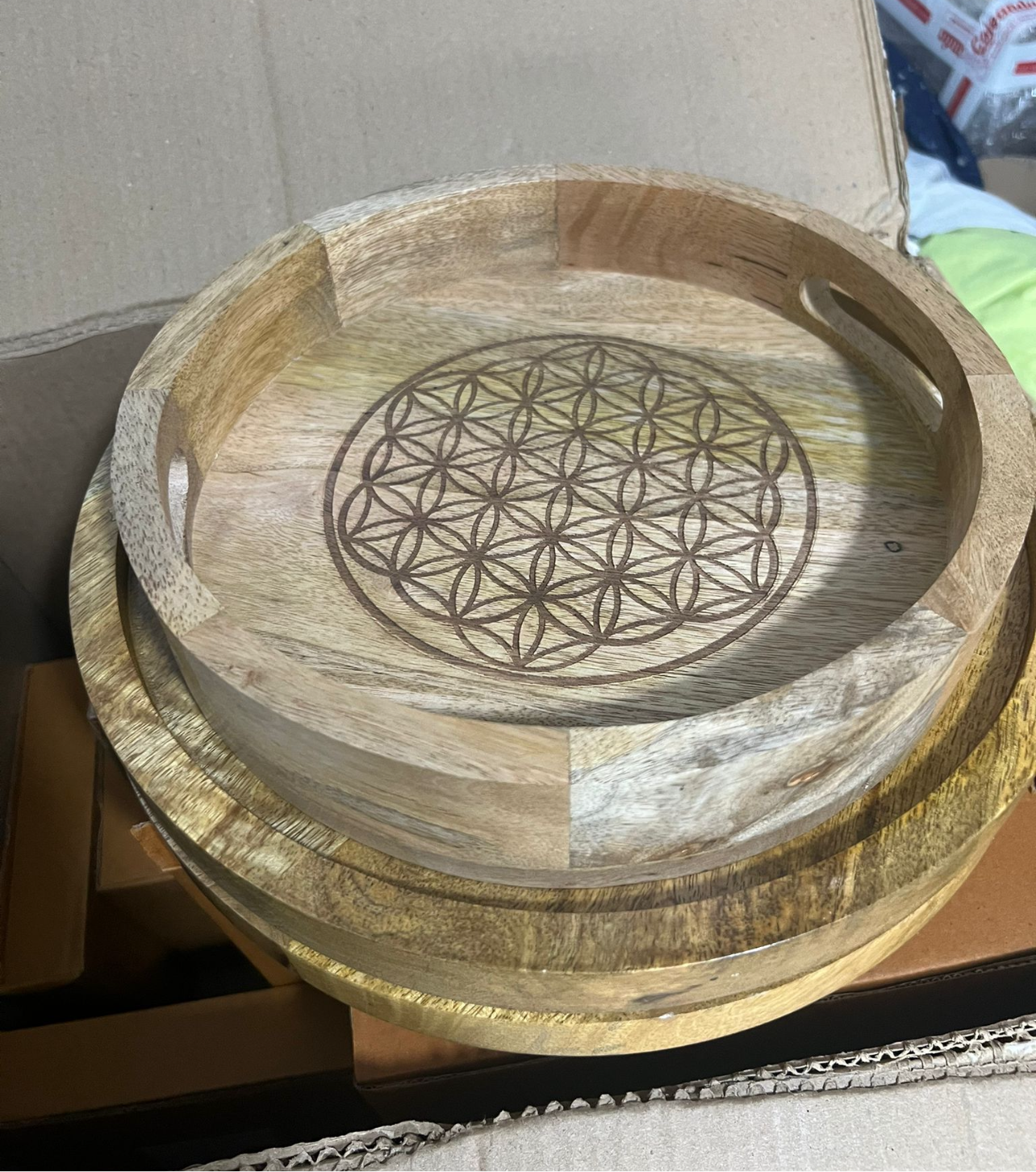 Bandeja de Consagración con Asas 25 cm – Flor de la Vida