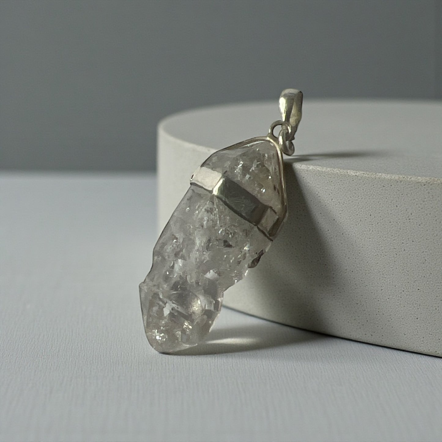 ❄️ Colgante de Cuarzo Hérkimer Grande en Plata de Ley 925 ❄️