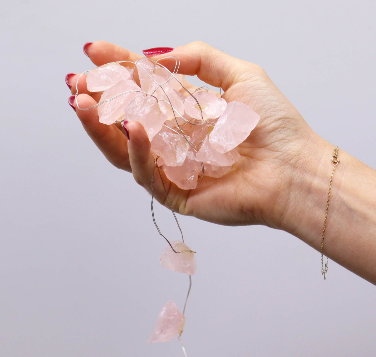 Luces Encantadas con Piedras Preciosas - Cuarzo Rosa (USB)