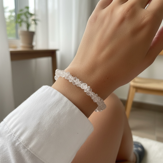 🤍 Pulsera de Cuarzo Transparente · Claridad y Coherencia