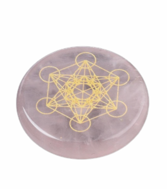 Talismán de cuarzo rosa con Cubo de Metatrón 💗✨ – amor y armonía