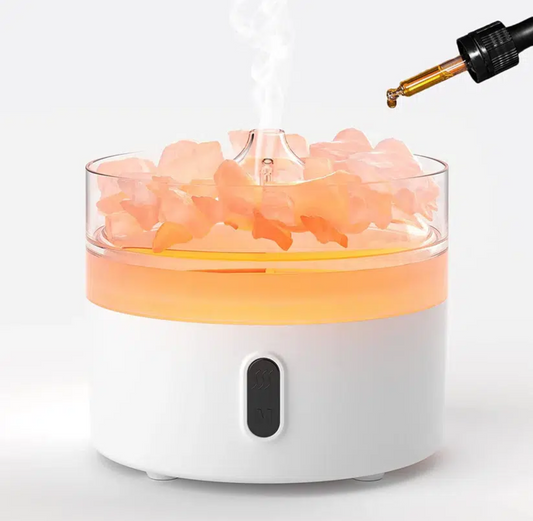Difusor de Aroma de Sal del Himalaya - Luz Nocturna - USB-C - Efecto Llama