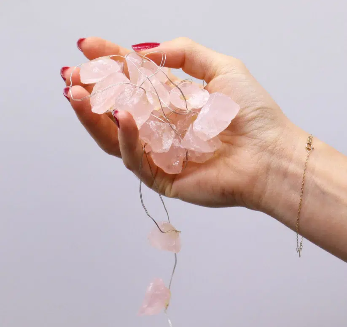 Luces Encantadas con Piedras Preciosas - Cuarzo Rosa (USB)