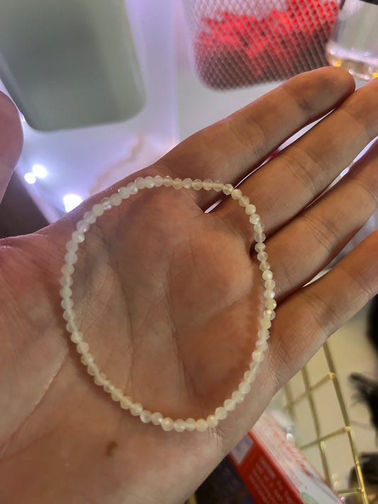 Pulsera de Piedra Luna Blanca Facetada 3mm 🌙✨